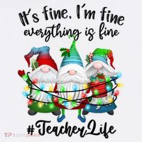 I'm Fine Everything Is Fine Teacher Life Gnome Christmas Funny Gift Apron thumb 3