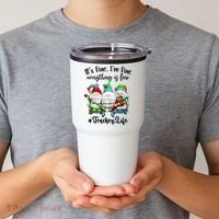 I'm Fine Everything Is Fine Teacher Life Gnome Christmas Funny Gift Tumbler thumb 2
