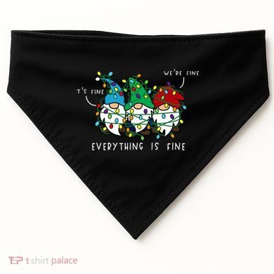 ItS Fine Everything Is Fine Xmas Lights Gnome Christmas USA-Made Doggie Bandana