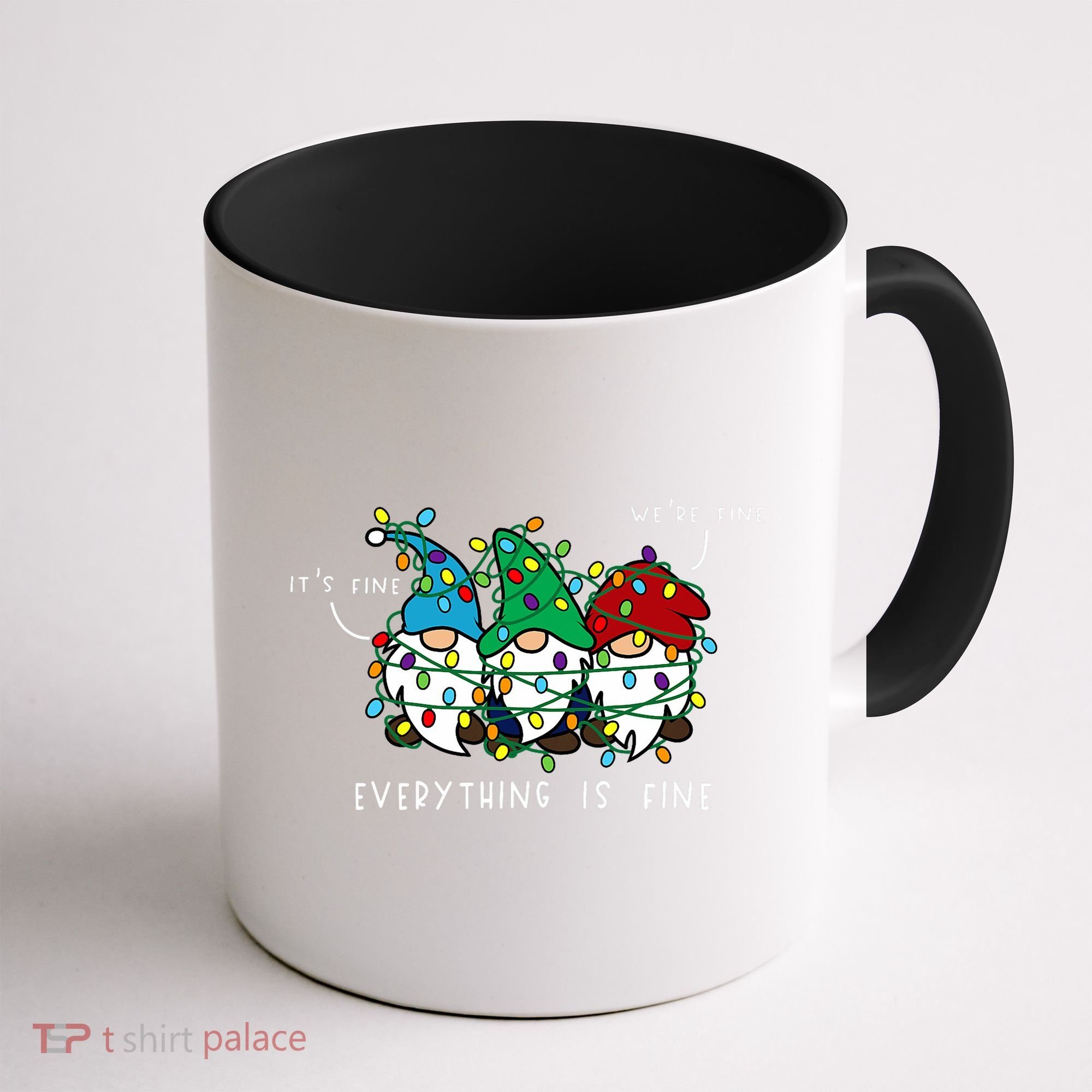 ItS Fine Everything Is Fine Xmas Lights Gnome Christmas Coffee Mug