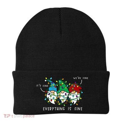 ItS Fine Everything Is Fine Xmas Lights Gnome Christmas Beanie