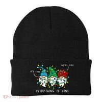 ItS Fine Everything Is Fine Xmas Lights Gnome Christmas Beanie thumb 0