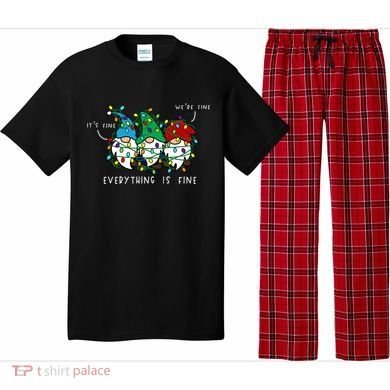 ItS Fine Everything Is Fine Xmas Lights Gnome Christmas Pajama Set