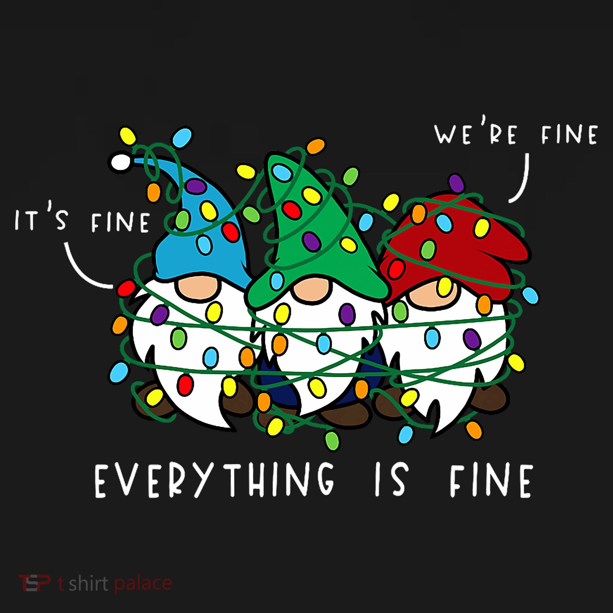 ItS Fine Everything Is Fine Xmas Lights Gnome Christmas Pajama Set