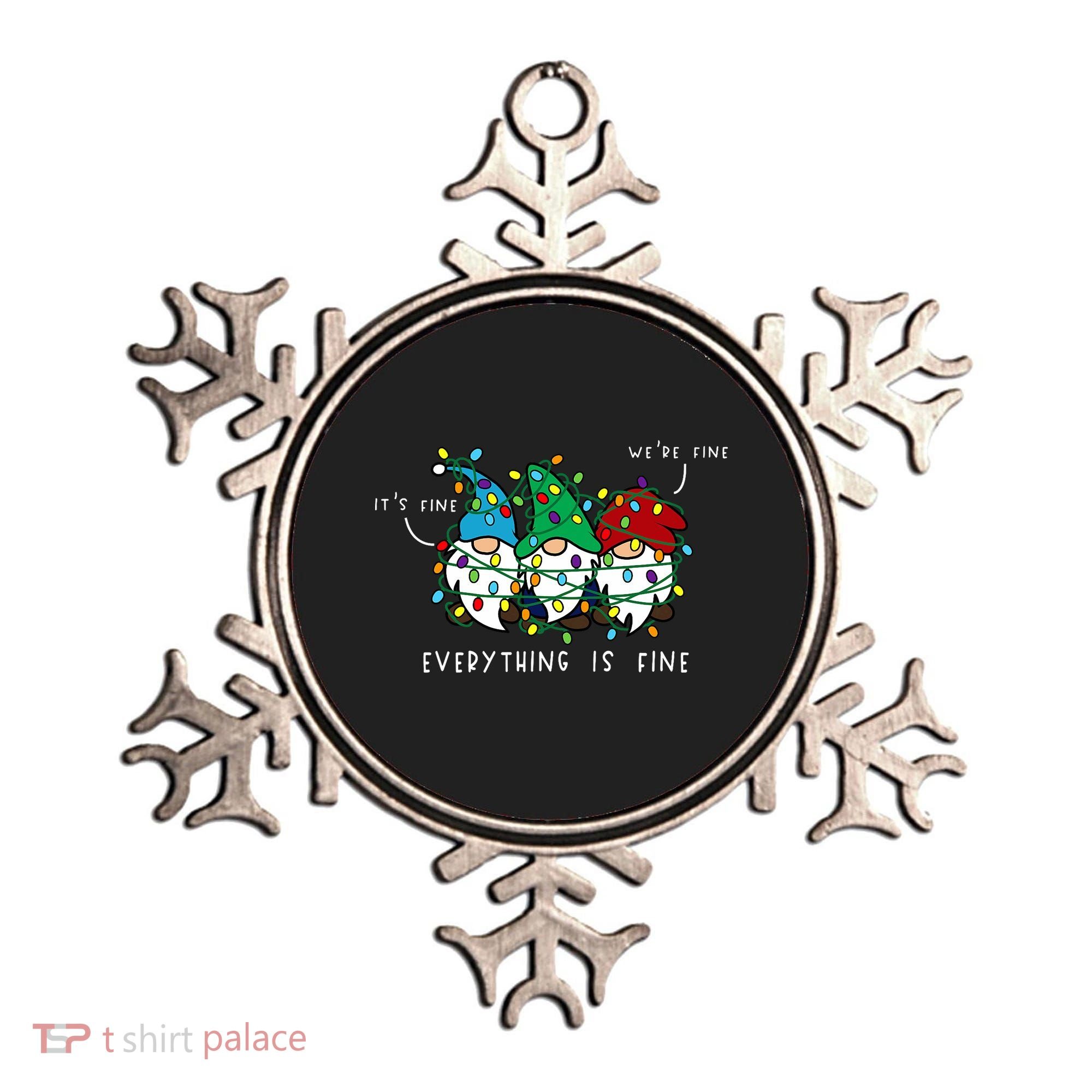 ItS Fine Everything Is Fine Xmas Lights Gnome Christmas Ornament