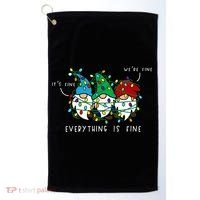 ItS Fine Everything Is Fine Xmas Lights Gnome Christmas Golf Towel thumb 0
