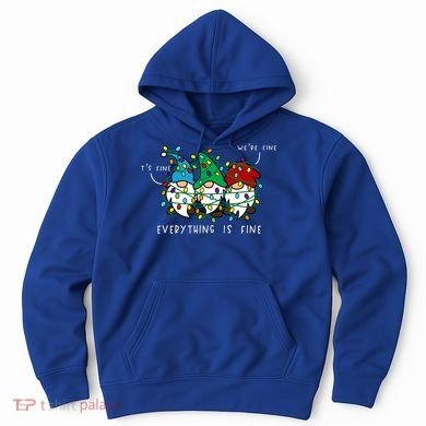 ItS Fine Everything Is Fine Xmas Lights Gnome Christmas Hoodie