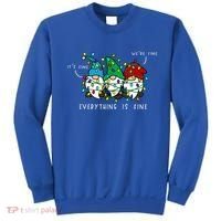 ItS Fine Everything Is Fine Xmas Lights Gnome Christmas Sweatshirt thumb 0