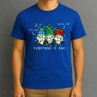 ItS Fine Everything Is Fine Xmas Lights Gnome Christmas T-Shirt thumb 3