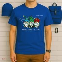 ItS Fine Everything Is Fine Xmas Lights Gnome Christmas T-Shirt thumb 6