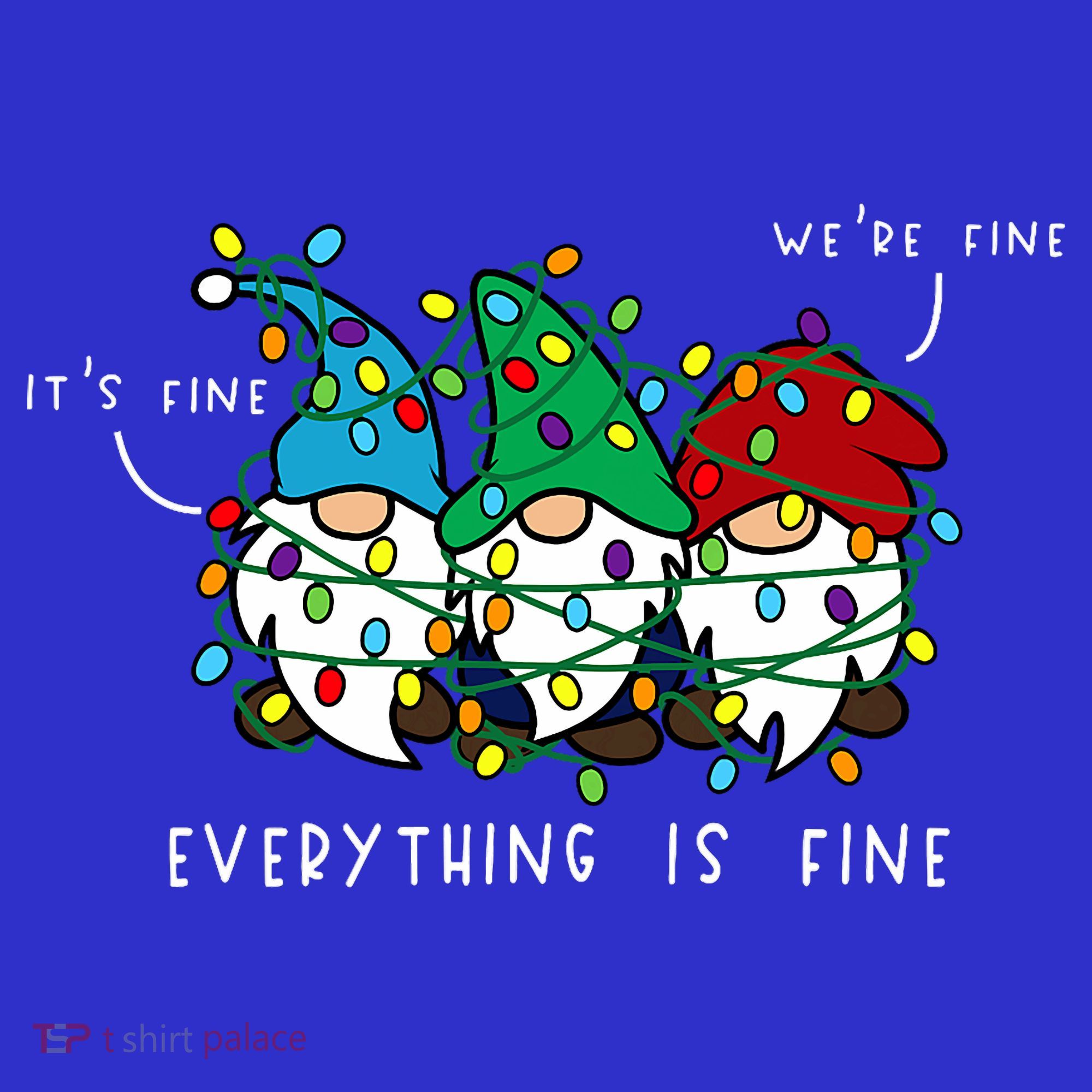 ItS Fine Everything Is Fine Xmas Lights Gnome Christmas Women's Tank Top
