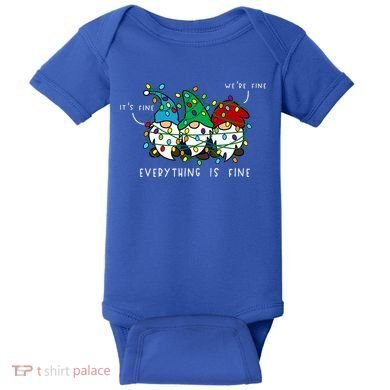 ItS Fine Everything Is Fine Xmas Lights Gnome Christmas Baby Bodysuit