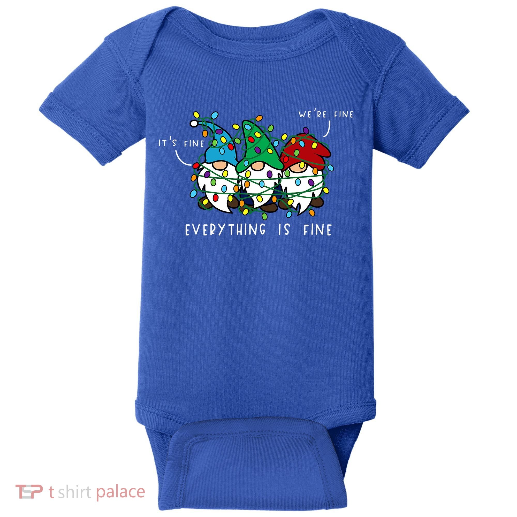 ItS Fine Everything Is Fine Xmas Lights Gnome Christmas Baby Bodysuit