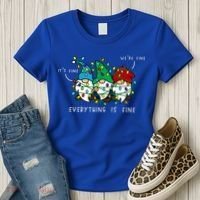 ItS Fine Everything Is Fine Xmas Lights Gnome Christmas Women's T-Shirt thumb 3