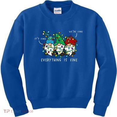 ItS Fine Everything Is Fine Xmas Lights Gnome Christmas Kids Sweatshirt