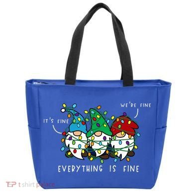 ItS Fine Everything Is Fine Xmas Lights Gnome Christmas Tote Bag