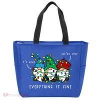 ItS Fine Everything Is Fine Xmas Lights Gnome Christmas Tote Bag thumb 0