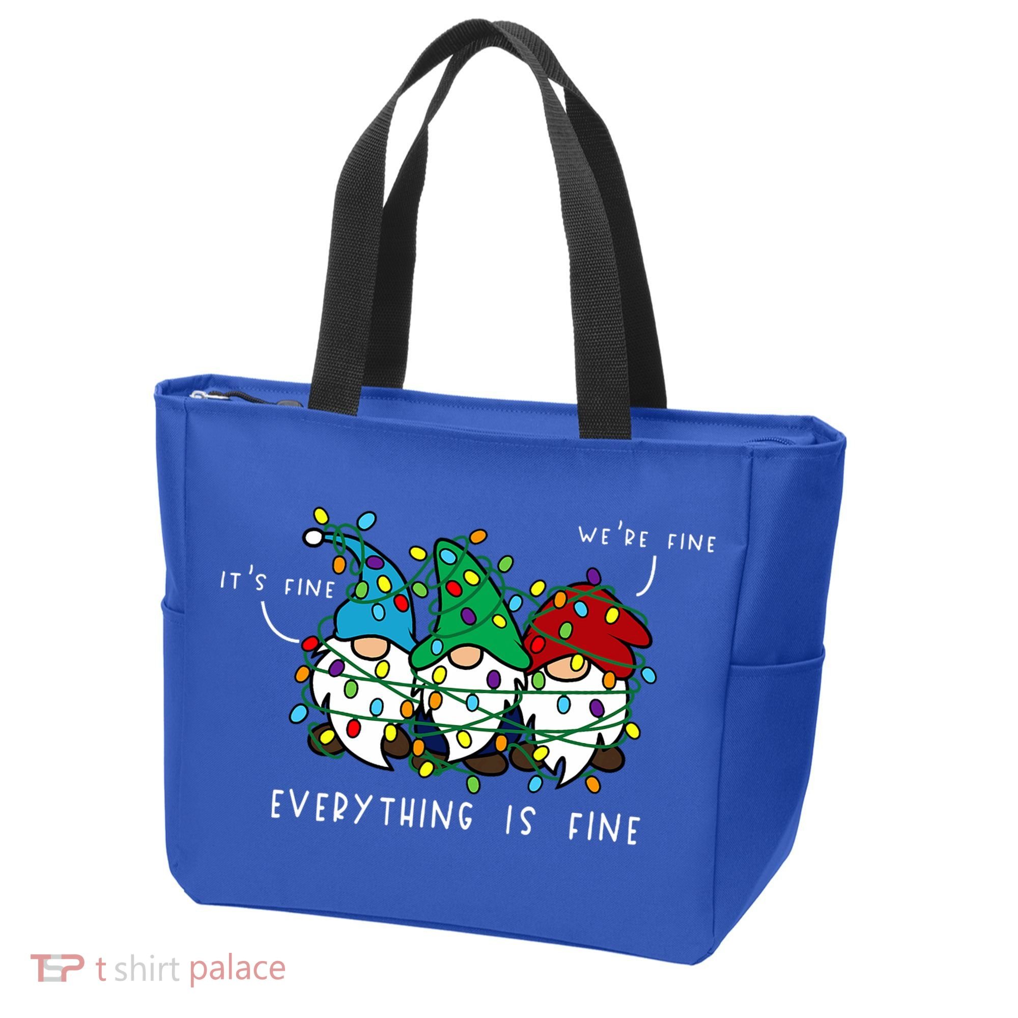 ItS Fine Everything Is Fine Xmas Lights Gnome Christmas Tote Bag