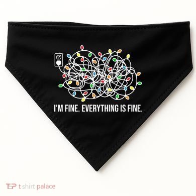 I'm Fine Everything Is Fine Funny Christmas Lights USA-Made Doggie Bandana