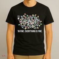 I'm Fine Everything Is Fine Funny Christmas Lights T-Shirt thumb 3