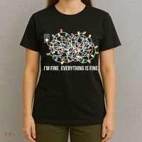 I'm Fine Everything Is Fine Funny Christmas Lights T-Shirt thumb 4