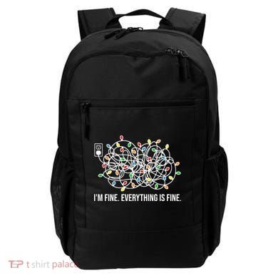 I'm Fine Everything Is Fine Funny Christmas Lights Backpack