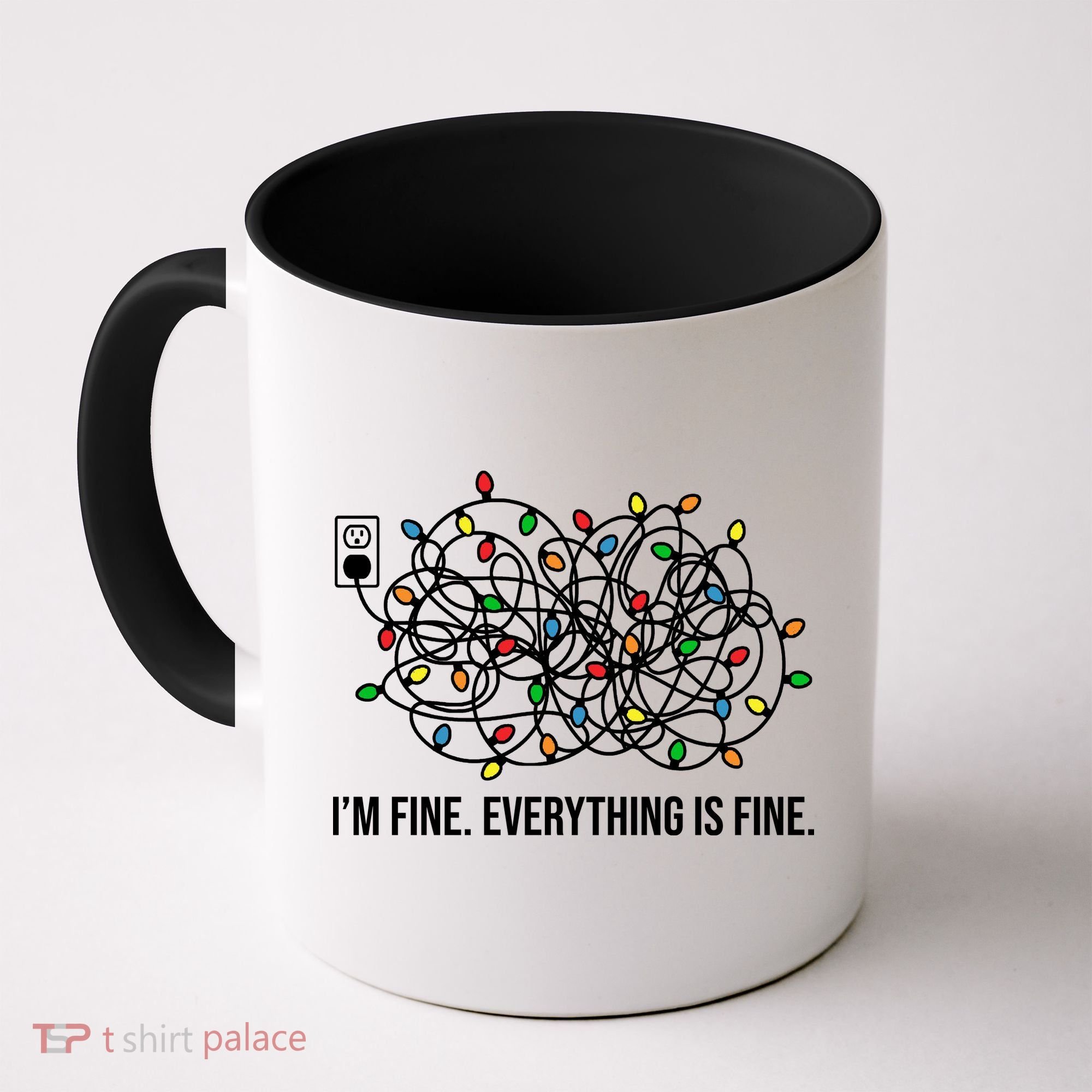 I'm Fine Everything Is Fine Funny Christmas Lights Coffee Mug