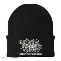 I'm Fine Everything Is Fine Funny Christmas Lights Beanie thumb 0