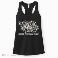 I'm Fine Everything Is Fine Funny Christmas Lights Women's Tank Top thumb 0