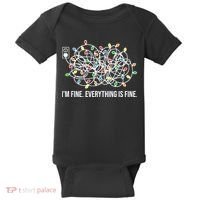 I'm Fine Everything Is Fine Funny Christmas Lights Baby Bodysuit thumb 0