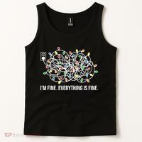 I'm Fine Everything Is Fine Funny Christmas Lights Tank Top thumb 2
