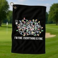 I'm Fine Everything Is Fine Funny Christmas Lights Golf Towel thumb 1
