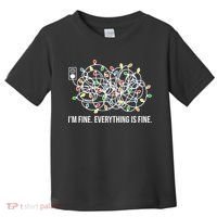 I'm Fine Everything Is Fine Funny Christmas Lights Toddler T-Shirt thumb 0