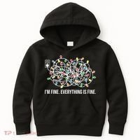 I'm Fine Everything Is Fine Funny Christmas Lights Kids Hoodie thumb 0