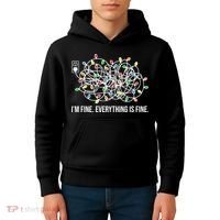 I'm Fine Everything Is Fine Funny Christmas Lights Kids Hoodie thumb 4
