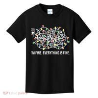 I'm Fine Everything Is Fine Funny Christmas Lights Kids T-Shirt thumb 0