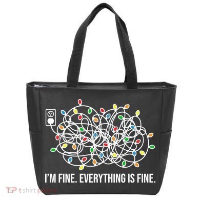 I'm Fine Everything Is Fine Funny Christmas Lights Tote Bag
