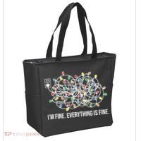 I'm Fine Everything Is Fine Funny Christmas Lights Tote Bag thumb 2
