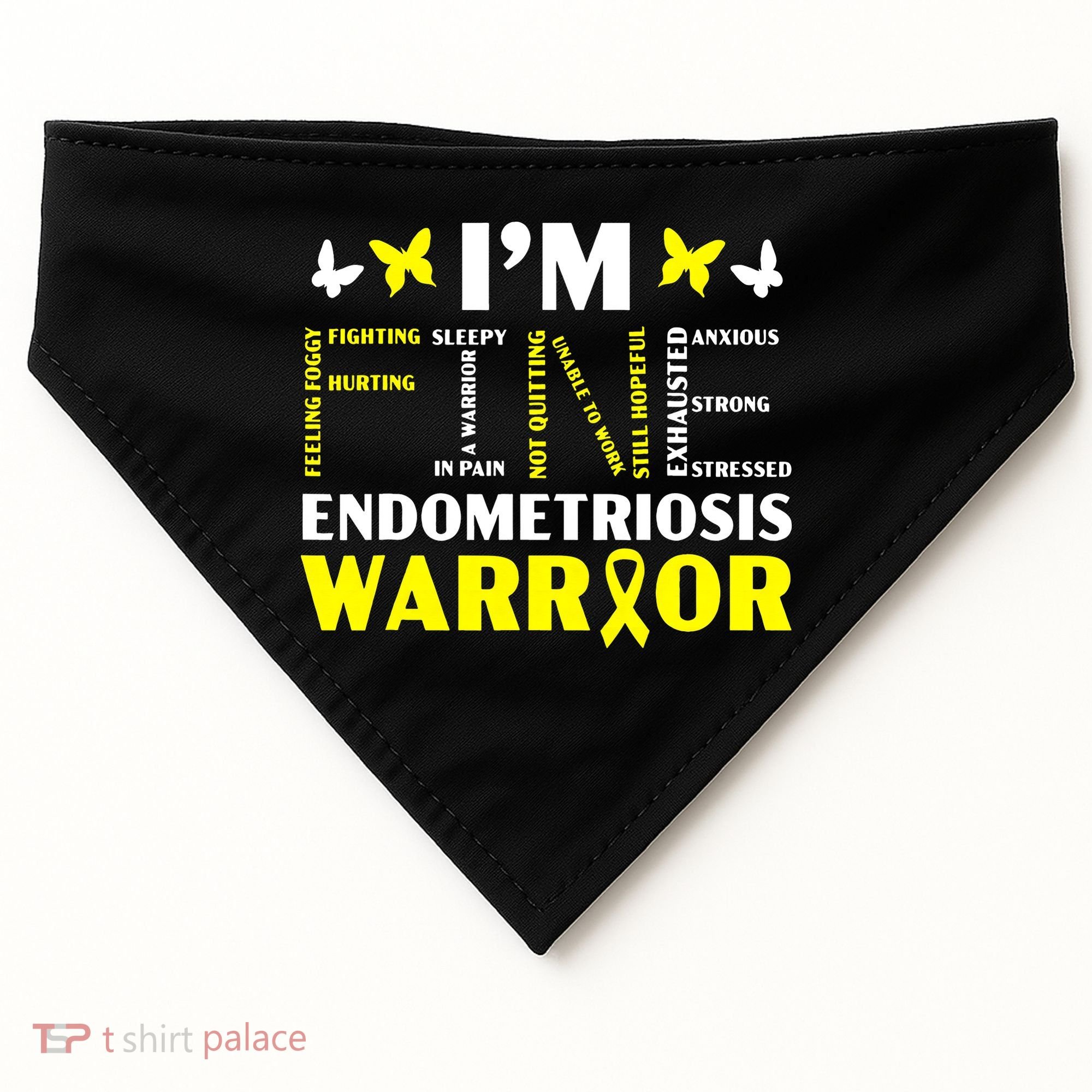 I'm Fine Endo Warrior Endometriosis Awareness Disease USA-Made Doggie Bandana