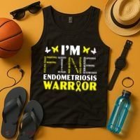 I'm Fine Endo Warrior Endometriosis Awareness Disease Tank Top thumb 4
