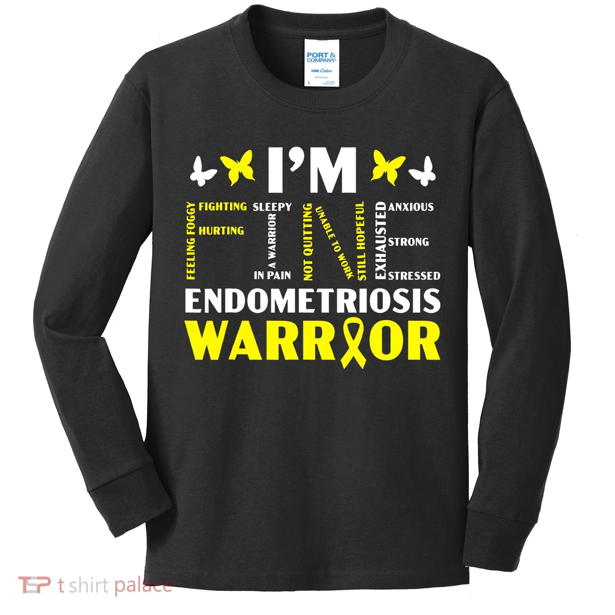 I'm Fine Endo Warrior Endometriosis Awareness Disease Kids Long Sleeve Shirt
