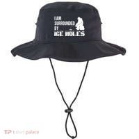 Ice Fishing Funny I Am Surrounded By Ice Holes Gift Great Gift Bucket Hat thumb 0