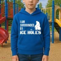 Ice Fishing Funny I Am Surrounded By Ice Holes Gift Great Gift Kids Hoodie thumb 2