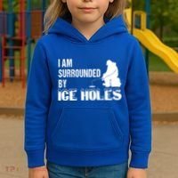 Ice Fishing Funny I Am Surrounded By Ice Holes Gift Great Gift Kids Hoodie thumb 3