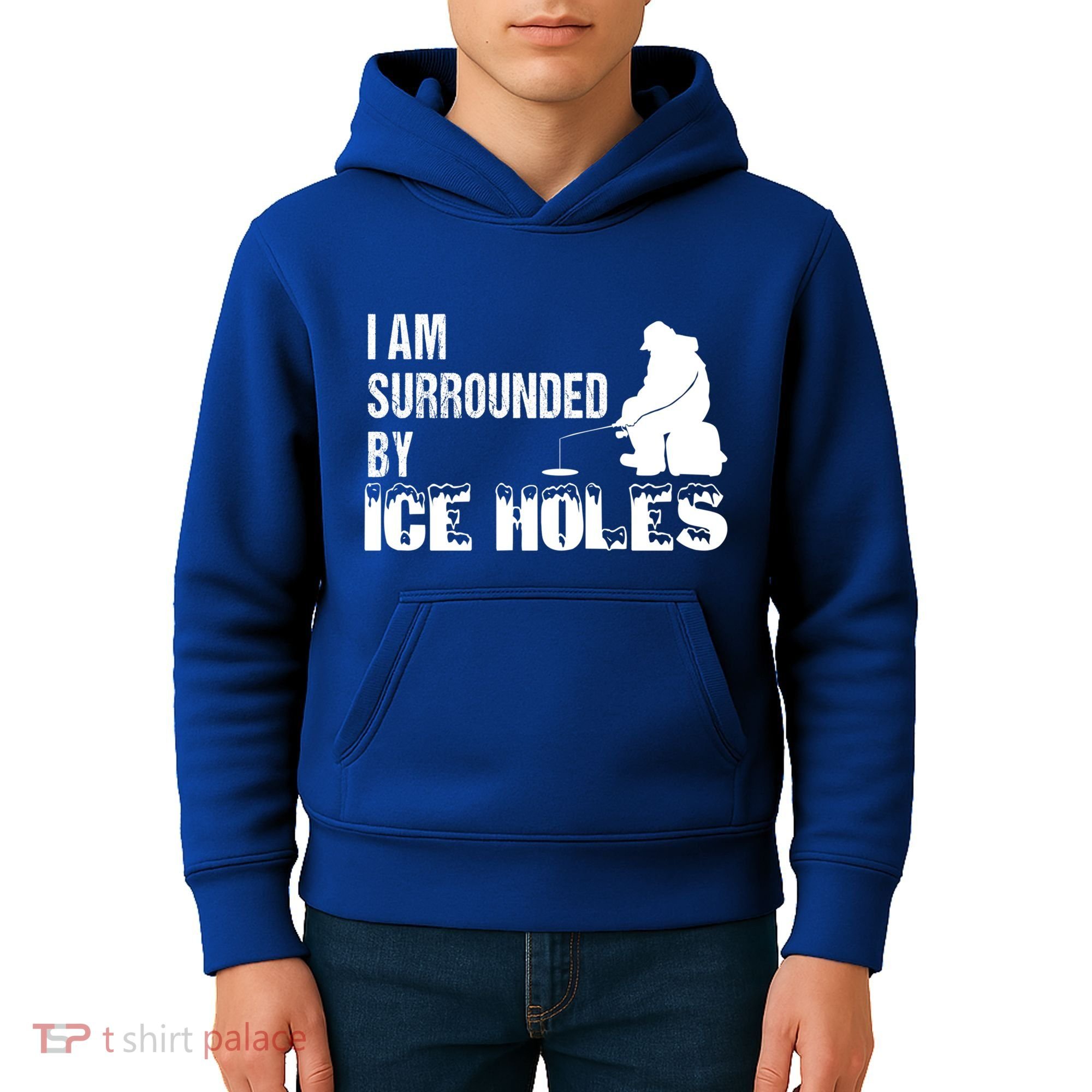 Ice Fishing Funny I Am Surrounded By Ice Holes Gift Great Gift Kids Hoodie