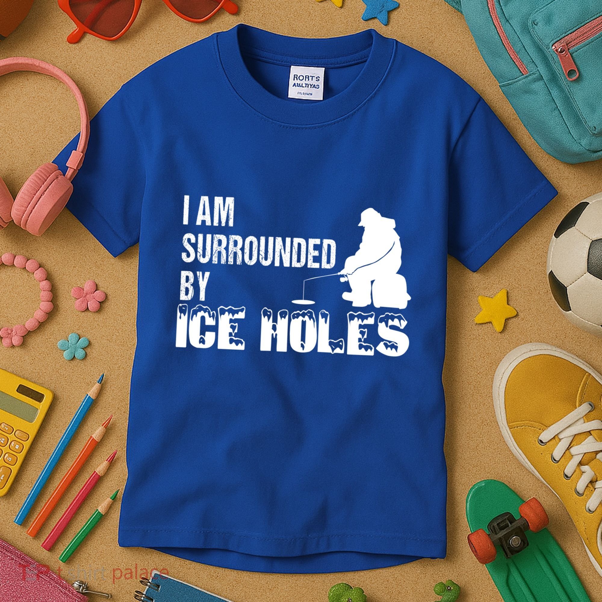 Ice Fishing Funny I Am Surrounded By Ice Holes Gift Great Gift Kids T-Shirt