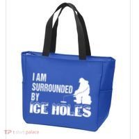 Ice Fishing Funny I Am Surrounded By Ice Holes Gift Great Gift Tote Bag thumb 3