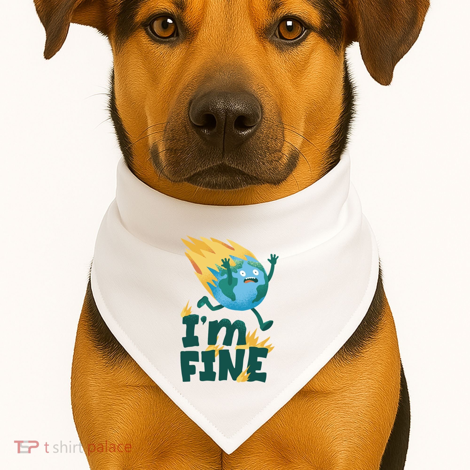 I'm Fine Funny Earth Day Climate Change USA-Made Doggie Bandana