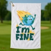 I'm Fine Funny Earth Day Climate Change Golf Towel thumb 1