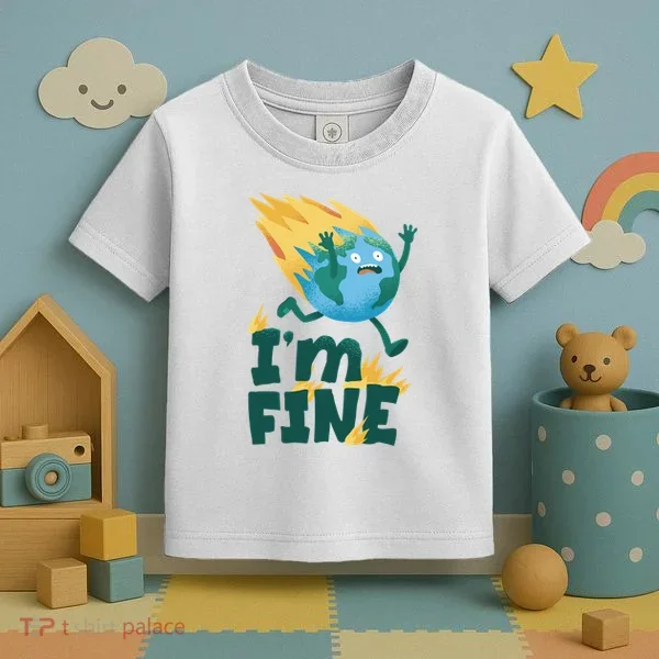 I'm Fine Funny Earth Day Climate Change Toddler T-Shirt